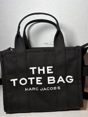 Marc Jacobs Black Canvas Tote Bag small w/ Adjustable Shoulder Strap